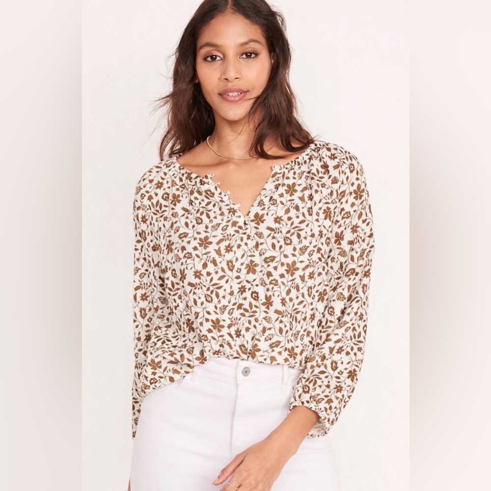 NWT| Old Navy | Shirred Double Weave Floral Brown Blouse | Plus size